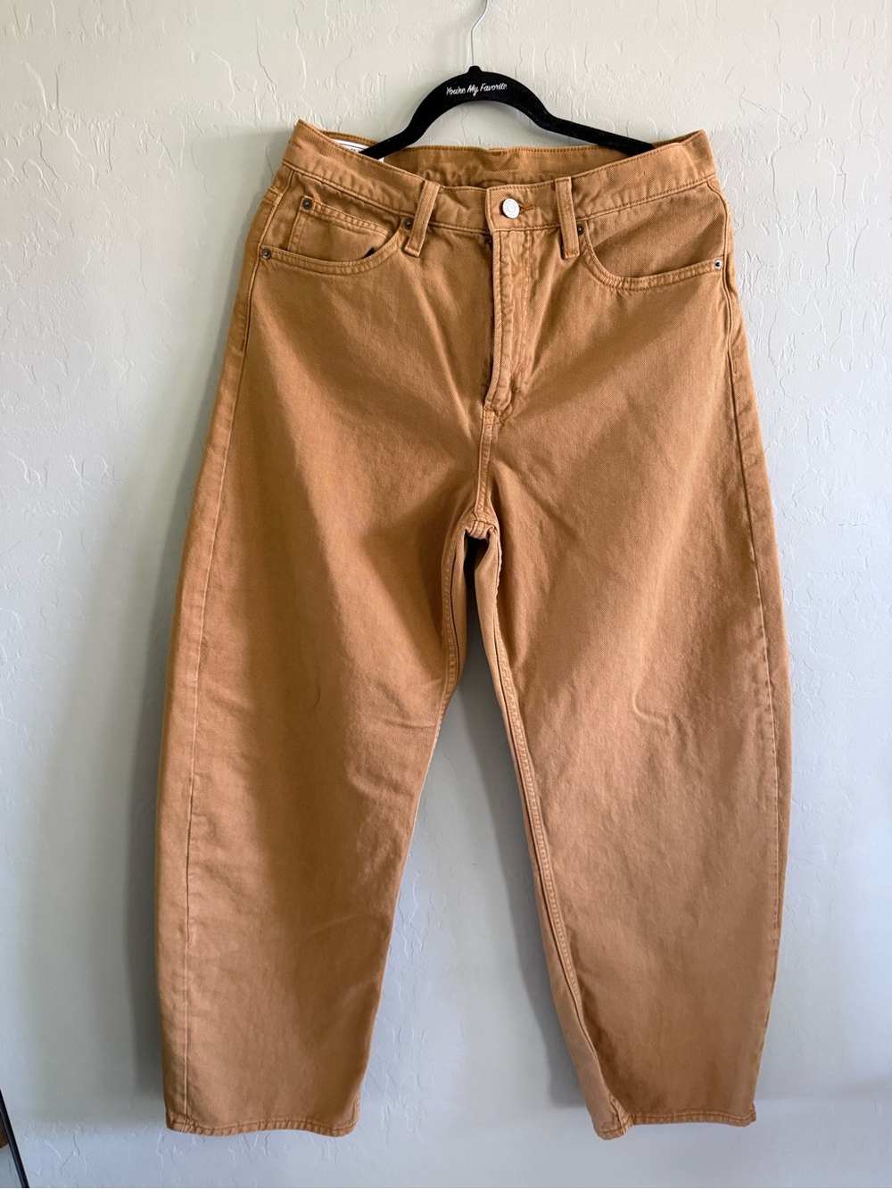 GAP Tan High-Rise barrel Relaxed Jeans